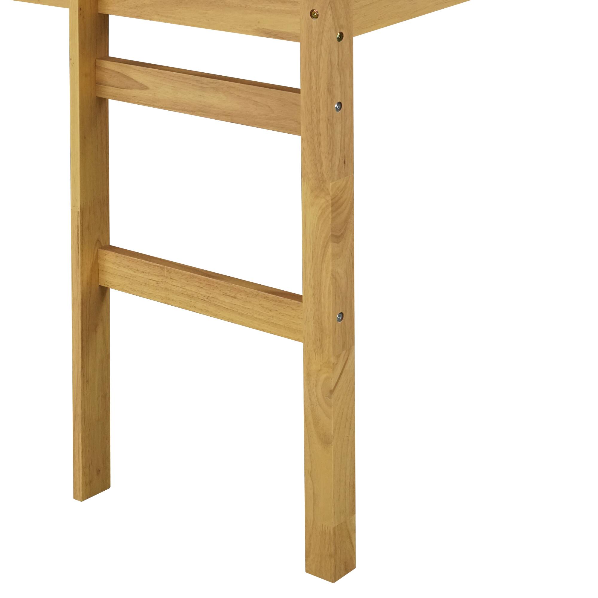 Alt View 2. GOODSILO - Solid Wood Twin Loft Bed with Ladder and Strengthened Slats for Enhanced Stability and Space Optimization - Natural.
