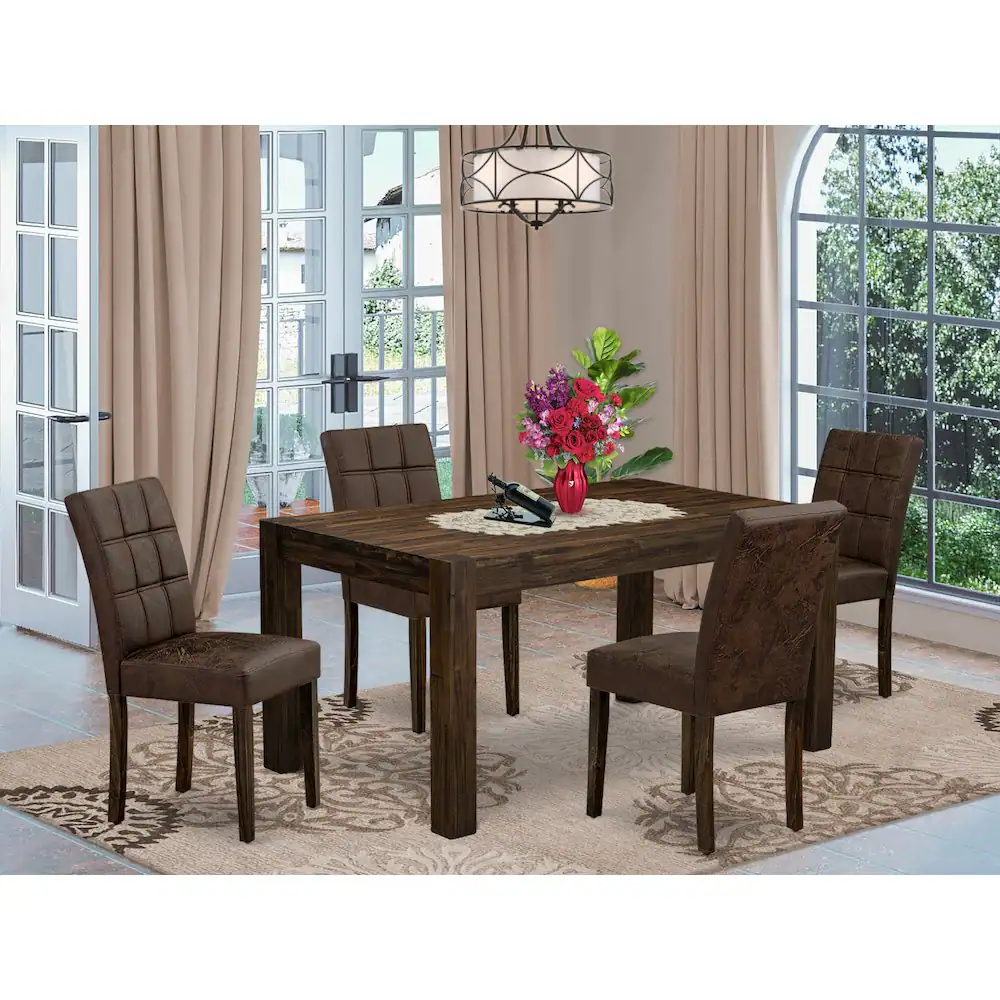 Alt View 10. East West Furniture - 5 Piece Dinner Table Set consists A Kitchen Table - Brown.