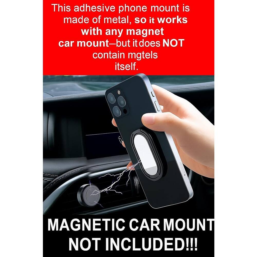 This adhesive phone mount is made of metal, so it works with any magnet car mount—but it does NOT contain magnets itself.

MAGNETIC CAR MOUNT NOT INCLUDED!!!