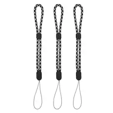 Front. Unique Bargains - Camera Wrist Strap, 3pcs Adjustable Nylon Wristlet Lanyard String for Camera Keys Keychain Phone USB Wallet - Black Jacquard.