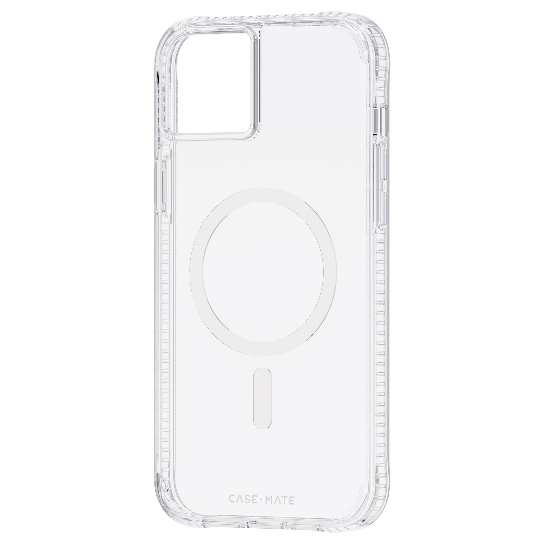 Left. Case-Mate - Antimicrobial Hardshell Case with MagSafe for Apple iPhone 14 Plus - Tough Clear Plus.