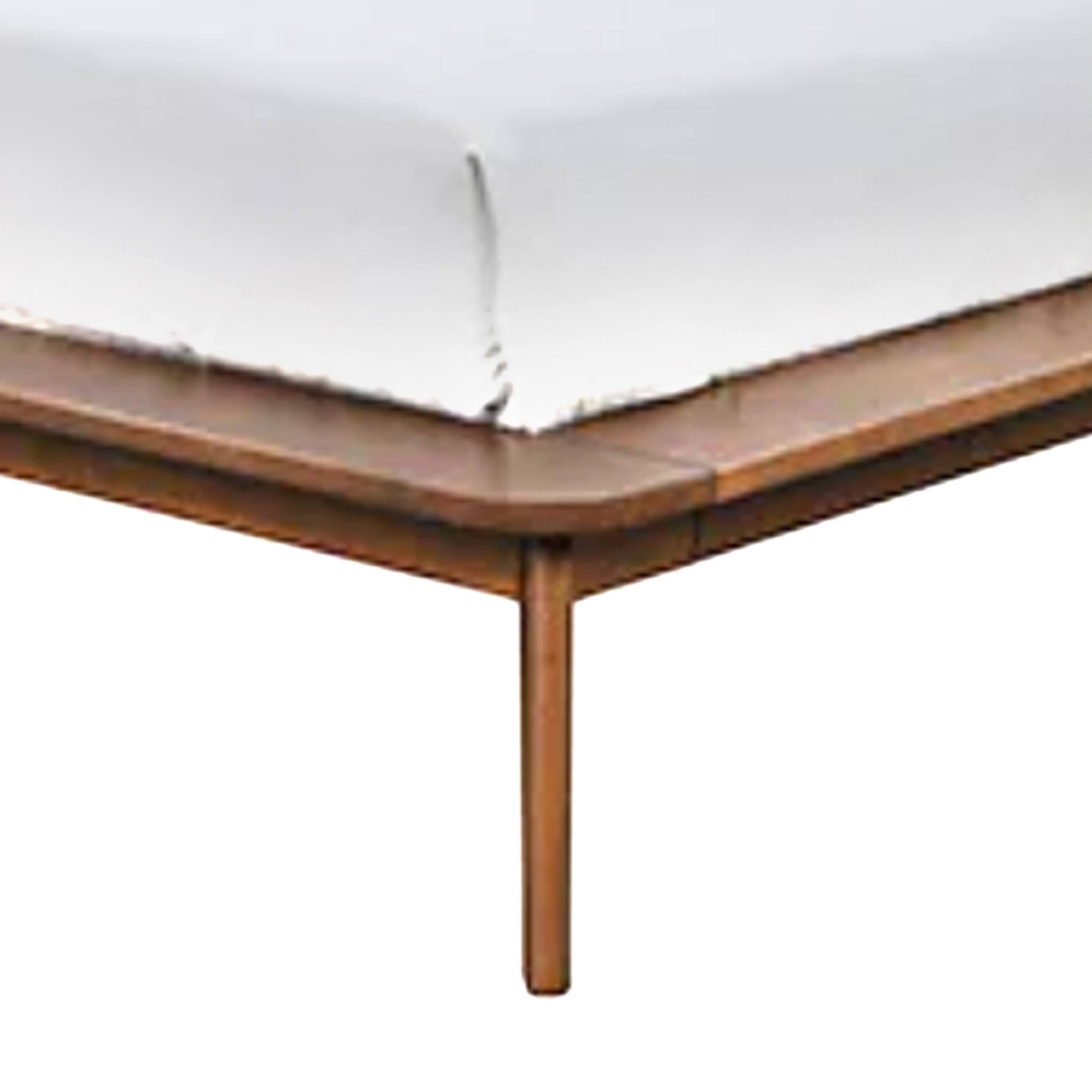 Alt View 3. Manhattan Lane - Linzy Full Size Bed w Beige Boucle Winged Headboard - Walnut Brown, Beige.