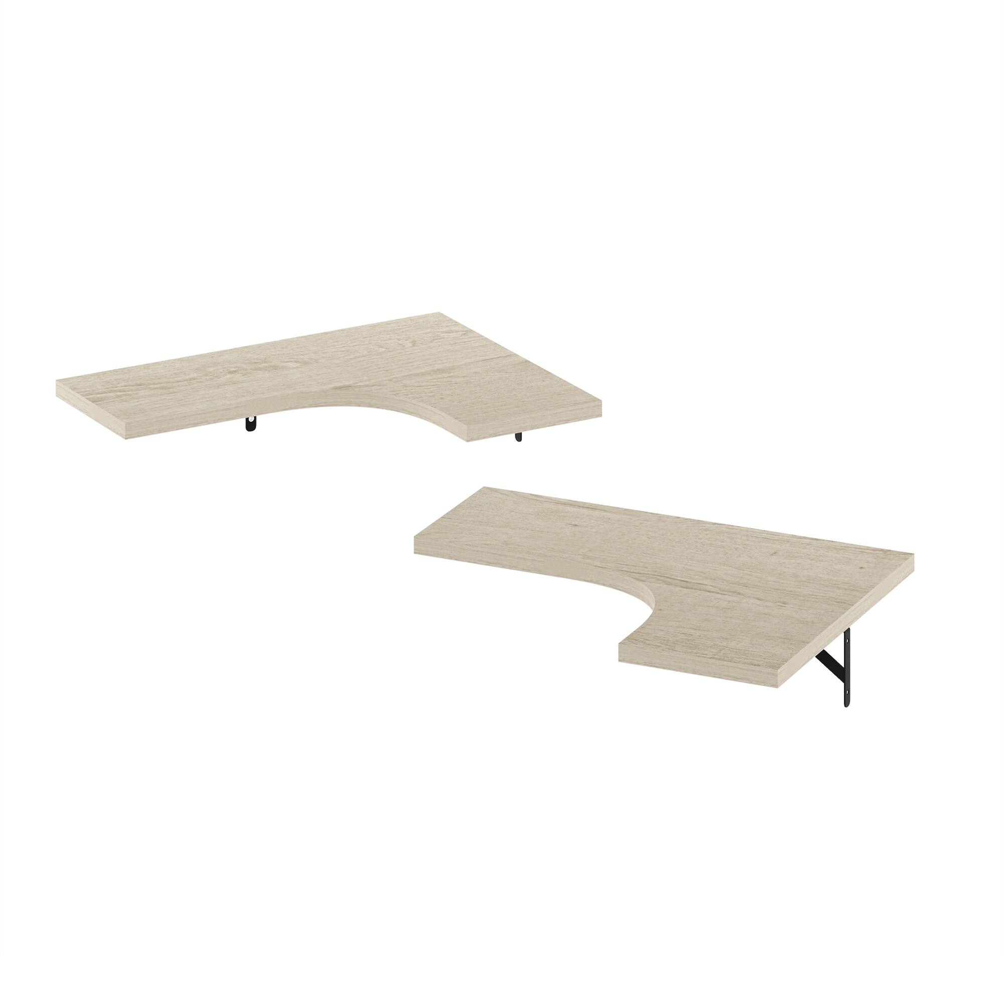 Front. Furinno - Rossi Wall Mounted Corner L-Shape Floating Display Shelves,  Set of 2 - Metropolitan Pine.