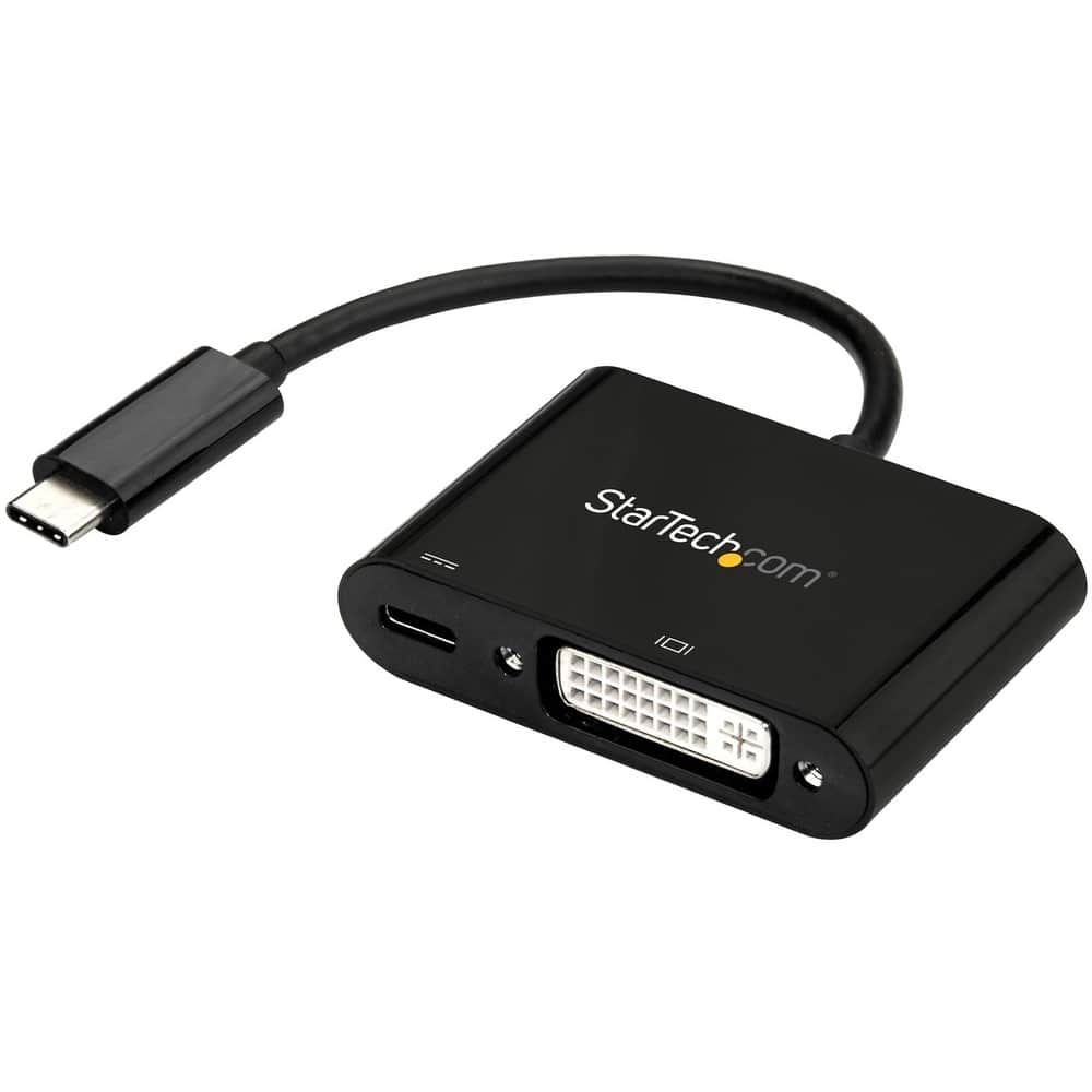 StarTech.com - USB C to DVI Adapter with 60W Power Delivery Pass-Through - 1080p USB Type-C to DVI-D Video Display Converter - Black