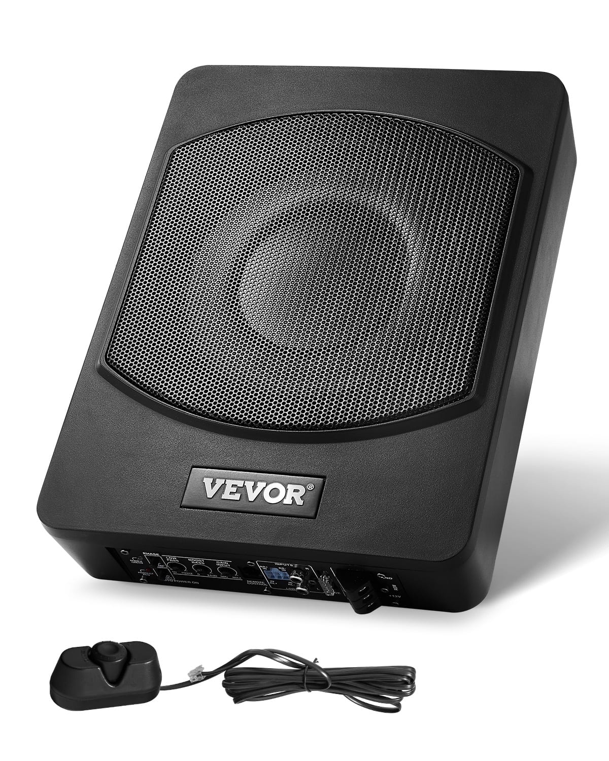 VEVOR - 10" 240W Underseat Car Subwoofer, Slim Powered Car Subwoofers Under the Seat, Low Profile Audio Sub Built-in Amplifier - Black