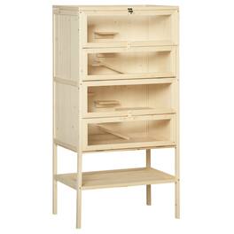 Pawhut - 5-Tier Wooden Hamster Cage Mice Habitat Rat Habitat with Openable Top, Front Door and Storage Shelf