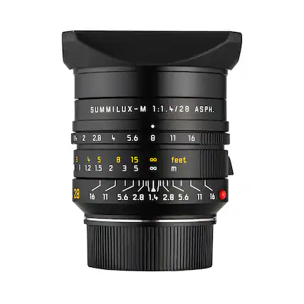 SUMMILUX-M 1:1.4/28 ASPH.
1.4 2 2.8 4 5.6 8 11 16
1 4 1.2 5 1.5 2 8 3 15 5
feet m
28 16 11 5.6 2.8 1.4 2.8 5.6 11 16