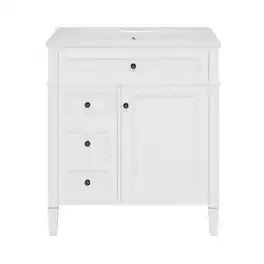 Boyel Living - 30 Inch Bathroom Vanity with Sink Modern Storage Cabinet with 2 Drawers and Tip Out DrawerWhite - White