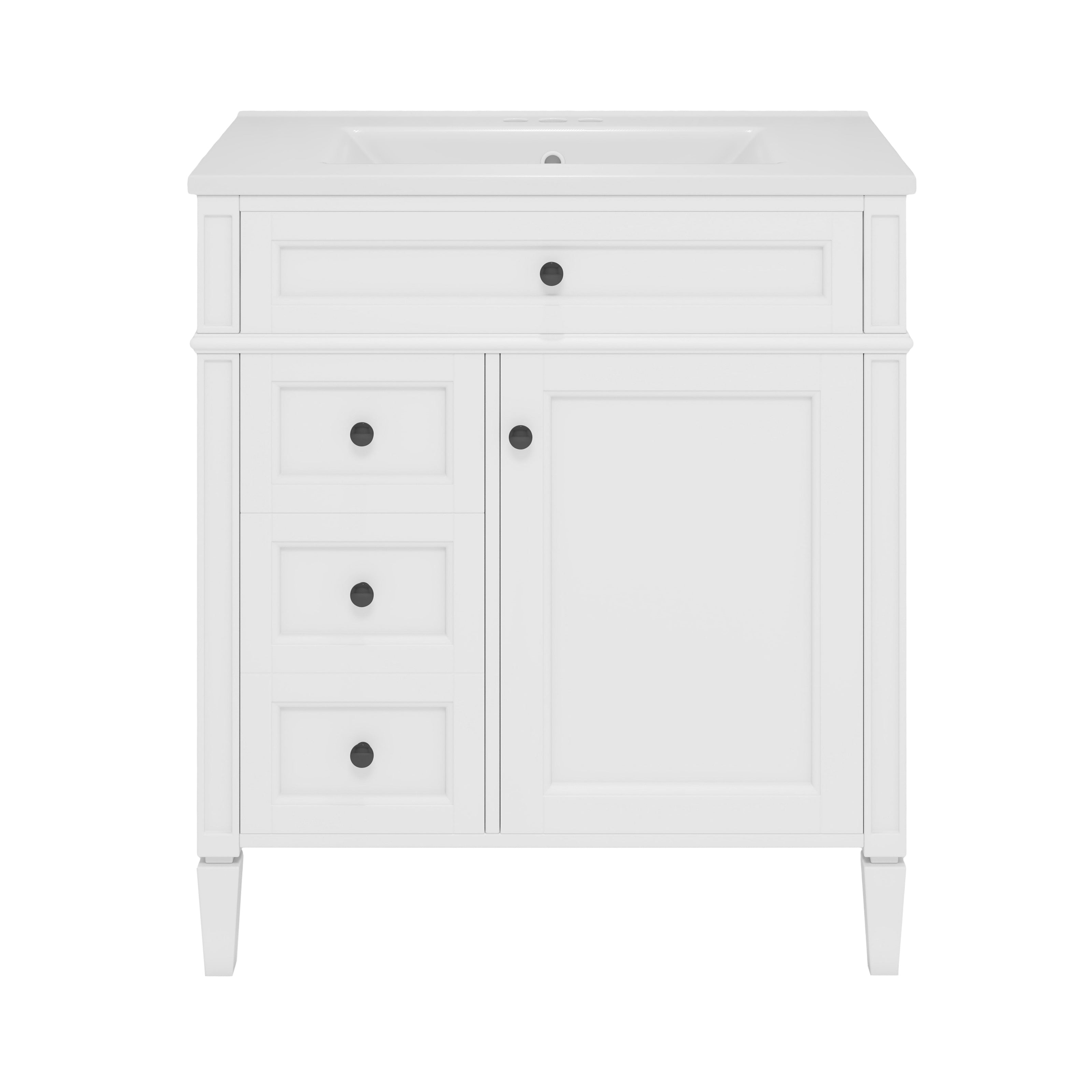 Front. Boyel Living - 30 Inch Bathroom Vanity with Sink Modern Storage Cabinet with 2 Drawers and Tip Out DrawerWhite - White.