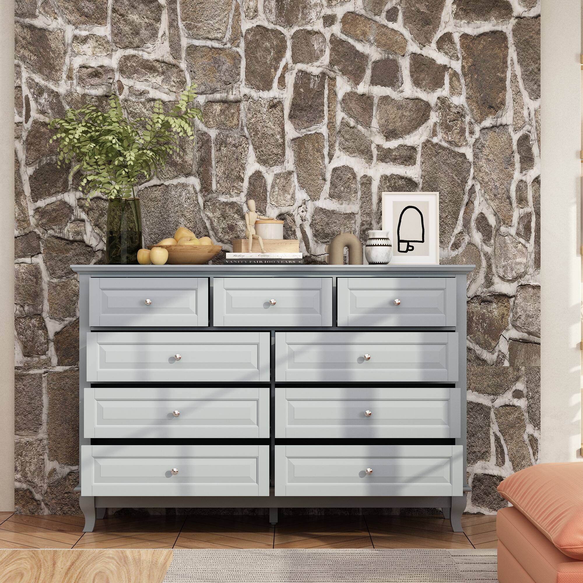 Alt View 5. FUFU & GAGA - FUFU&GAGA Multi - Drawer Dresser: Smart Storage, Versatile Charm - Dark Blue.