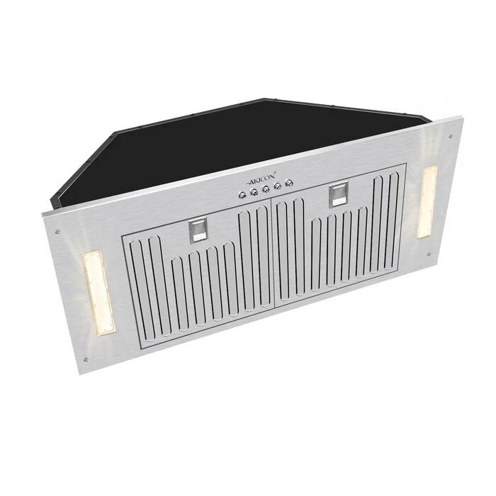 Left. Akicon - Akicon 30 in. 3 Speeds 600 CFM Dishwasher Safe Filters Range Hood Insert/Built in Kitchen Vent Hood with Lights - Stainless steel.
