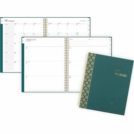 Cambridge - 2026 Planner Letter 8 1/2" x 11" Sheet Size Twin Wire Teal Teal Poly Cover Pocket Sticker Sheet