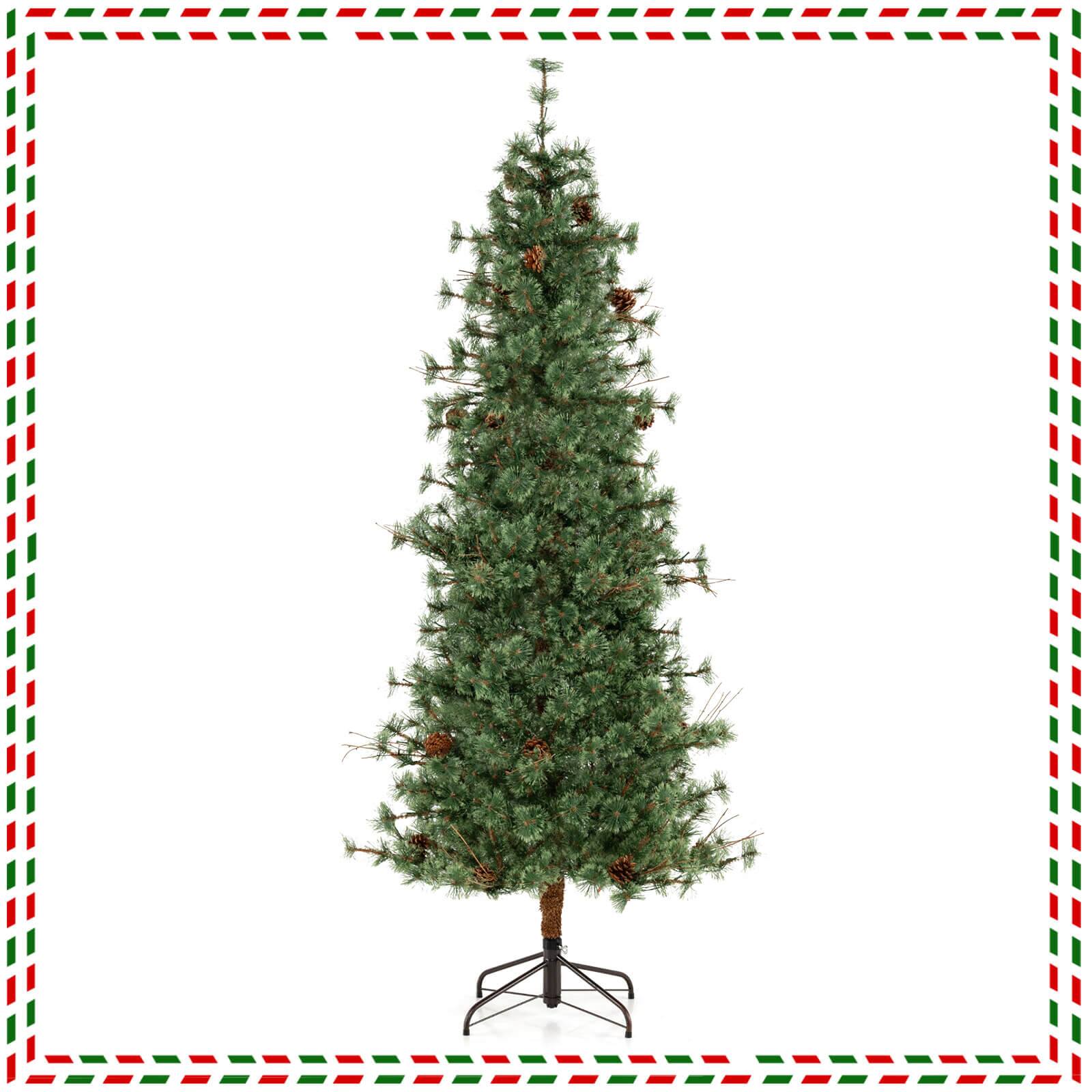 Alt View 9. Costway - Costway 7 FT Artificial Christmas Tree with 502 Branch Needles, 28 Pine Cones, 300 Lights - Green.