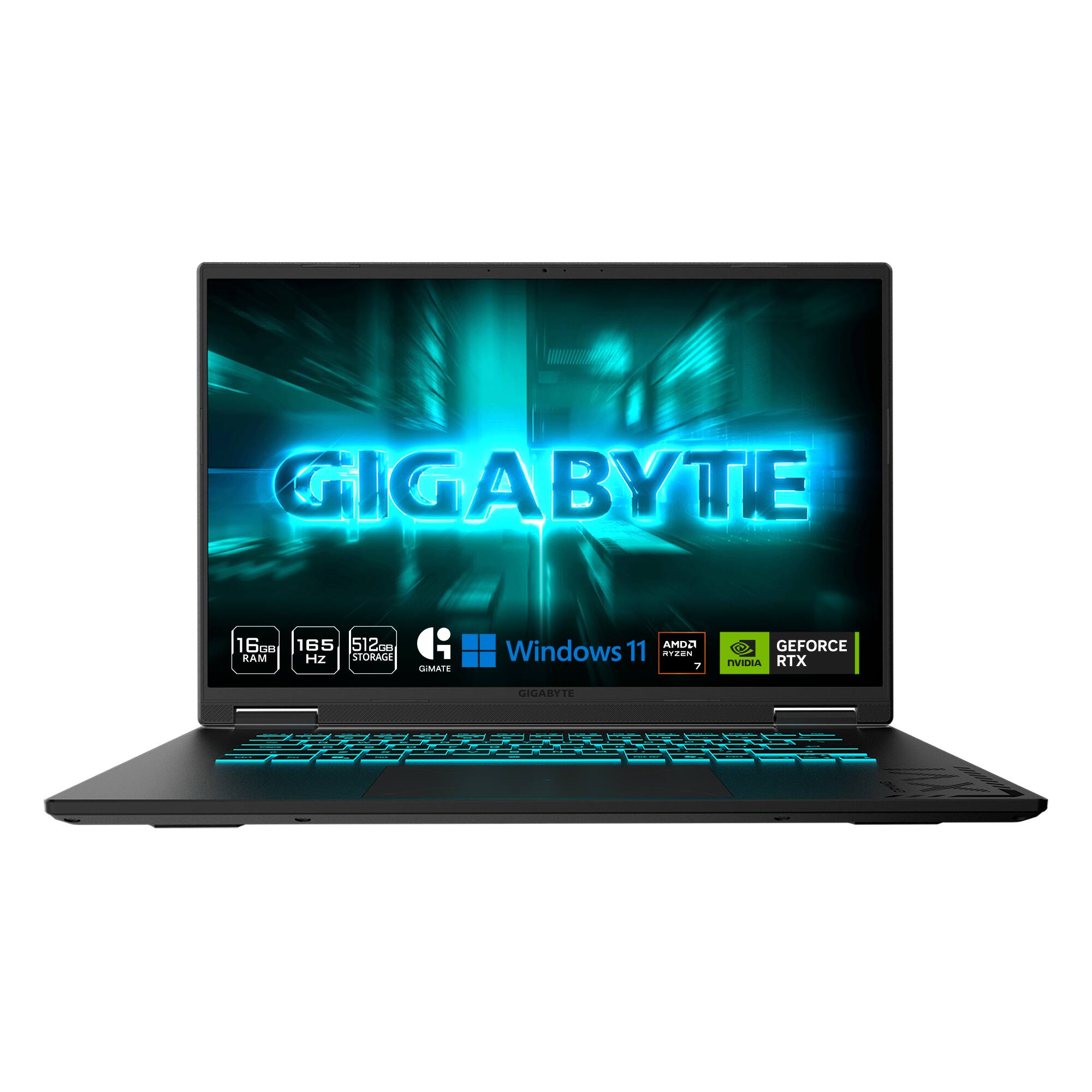 GIGABYTE  
16GB RAM  
165Hz  
512GB STORAGE  
Windows 11  
AMD Ryzen 7  
NVIDIA GeForce RTX  
GIGABYTE