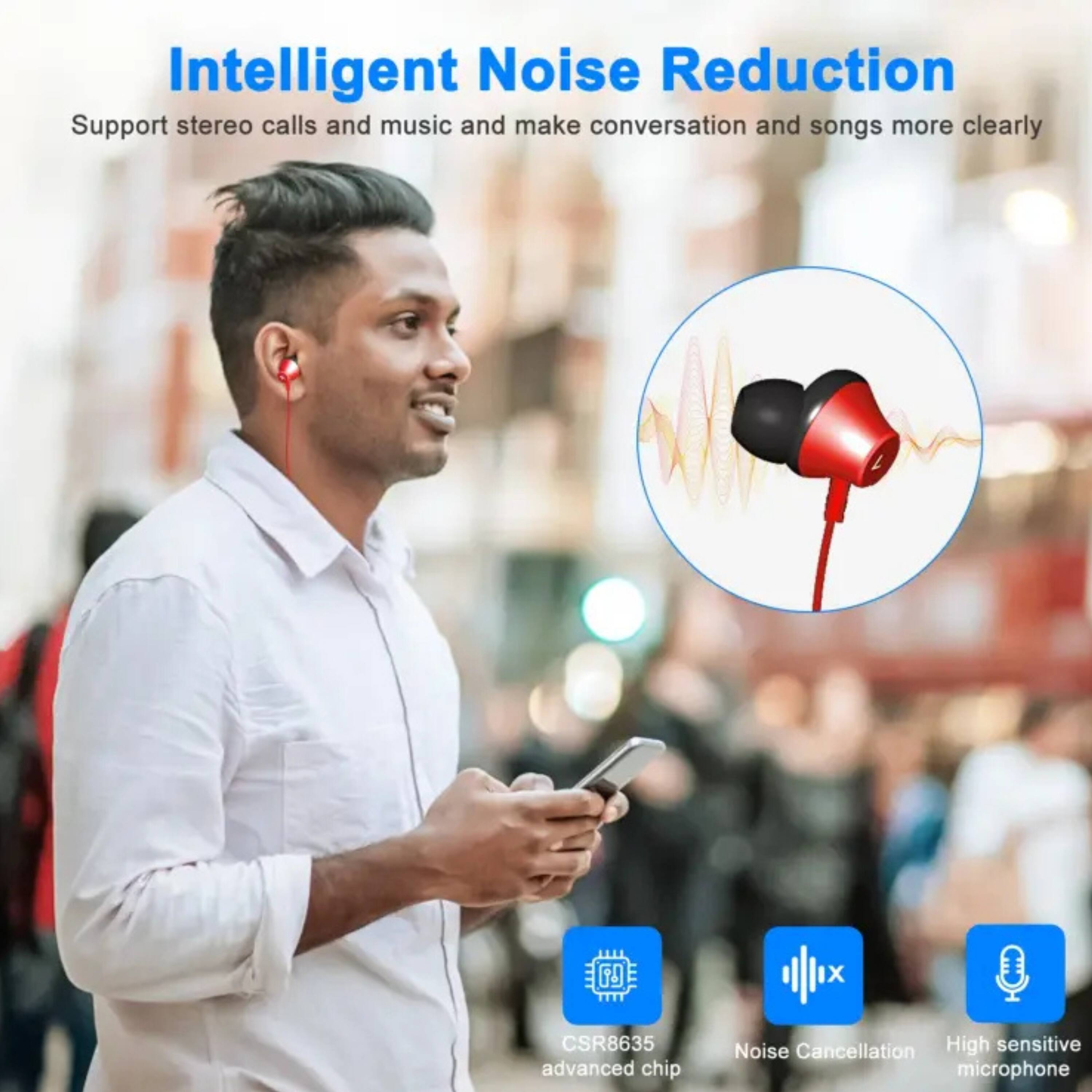 Intelligent Noise Reduction  
Support stereo calls and music and make conversation and songs more clearly  

- CSR8635 advanced chip  
- Noise Cancellation  
- High sensitive microphone