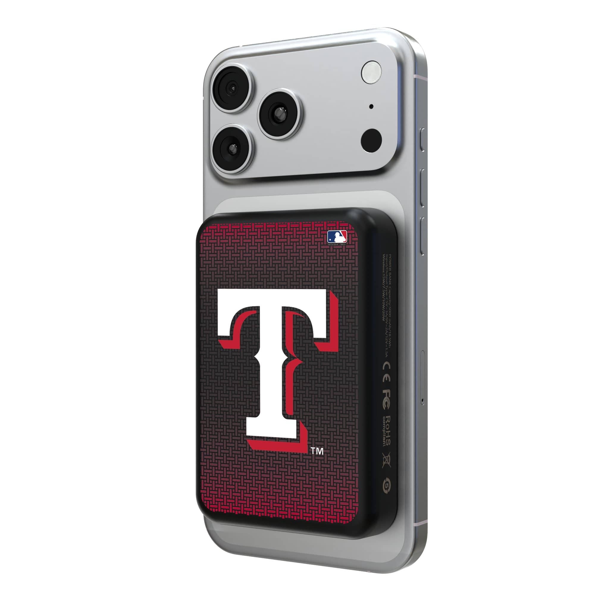 Keyscaper - Texas Rangers Wireless Magnetic Power Bank - Black