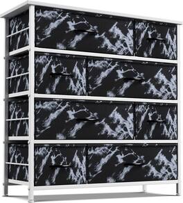 Sorbus - Dresser with 8 Drawers - Storage Chest Organizer with Steel Frame, Wood Top, Handles, Fabric Bins - Marble black