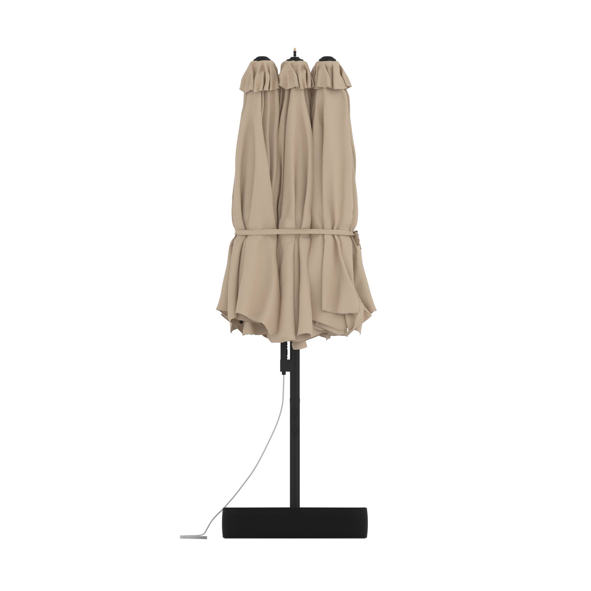 Alt View 9. Famapy - 11ft Double-Top Patio Misting Umbrella - Spray Cooling System & Reinforced Frame for Pool, Garden - Sand.