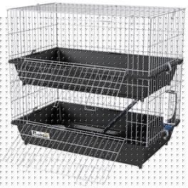 Pawhut - 2-Tier Small Animal Cage with 2 Doors, Trays, Dish, Bottle, and Ramp for Bunny, Ferret