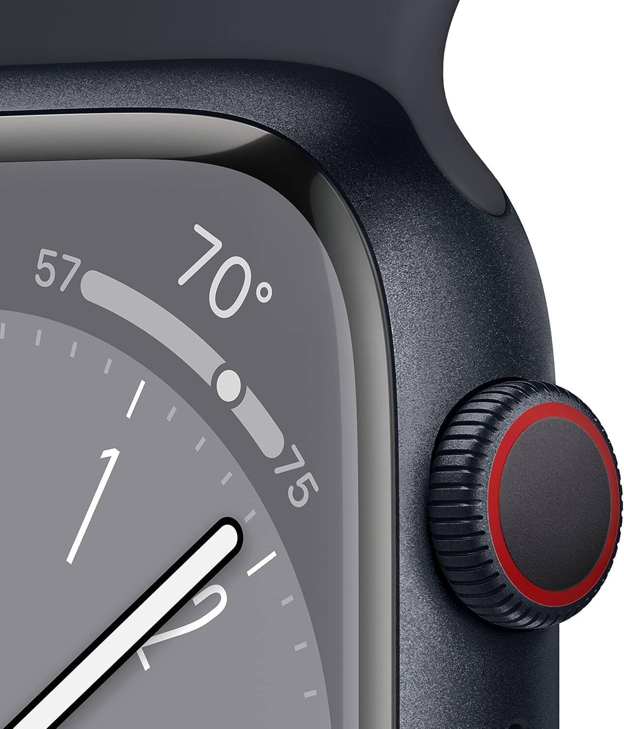 Left. Apple - Watch Series 8 (GPS) 41mm Aluminum Case - Midnight.