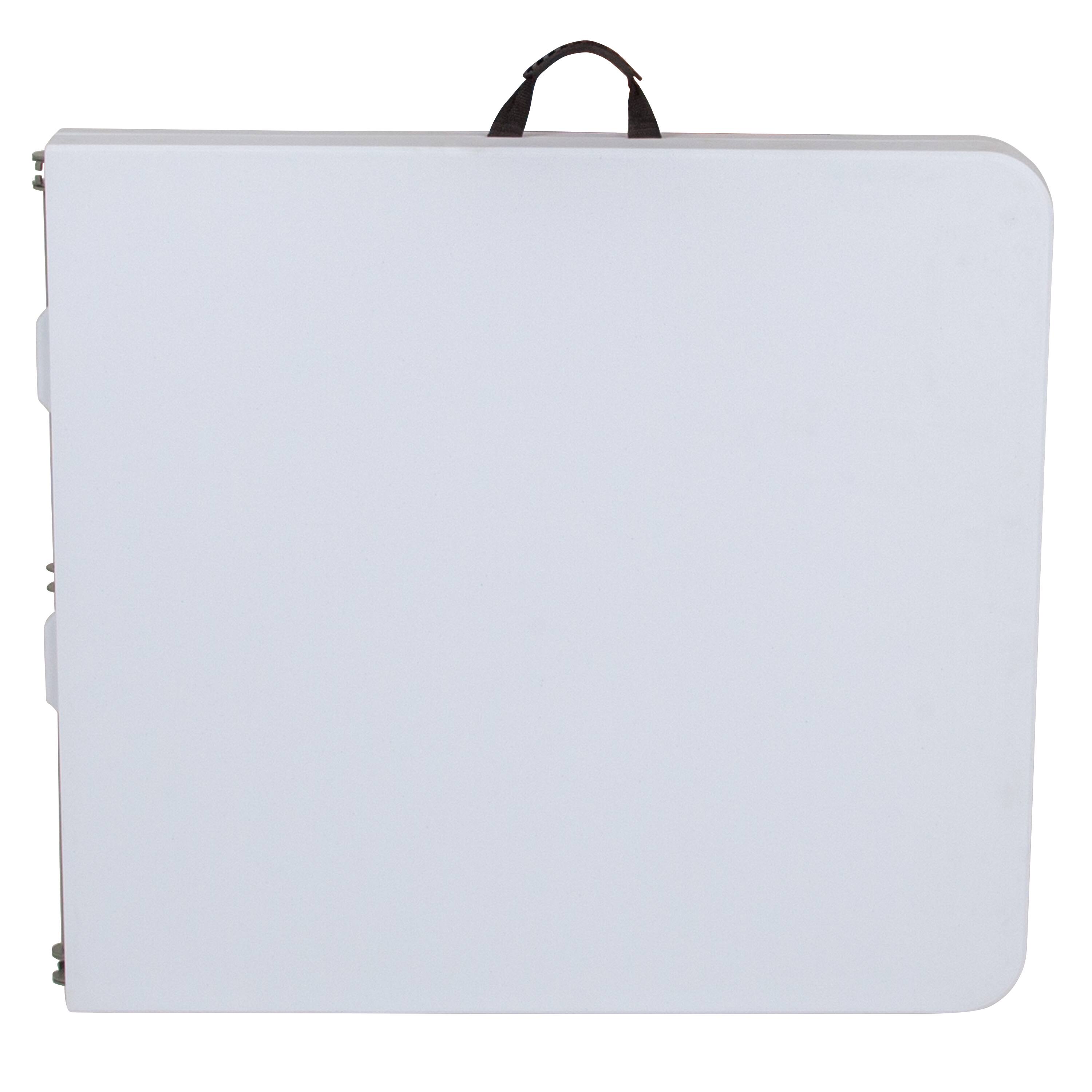 Alt View 4. Emma + Oliver - 5-Foot Height Adjustable Bi-Fold Plastic Banquet and Event Folding Table with Carrying Handle - Granite White.