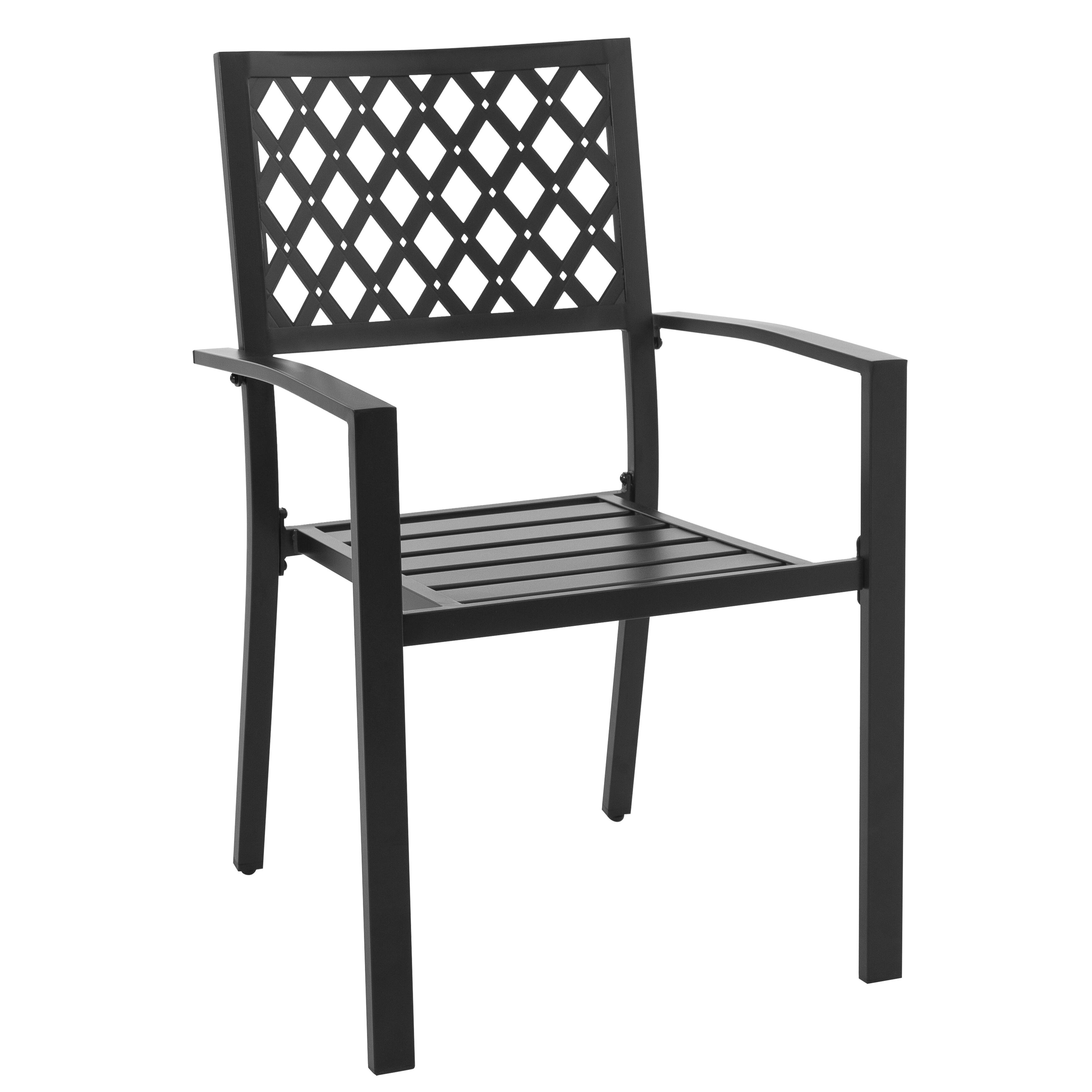 Alt View 4. Nuu Garden - Outdoor 2-Piece Patio Chair Set, Powder-coated Finish and Iron Frame - Black with Gold Speckles.