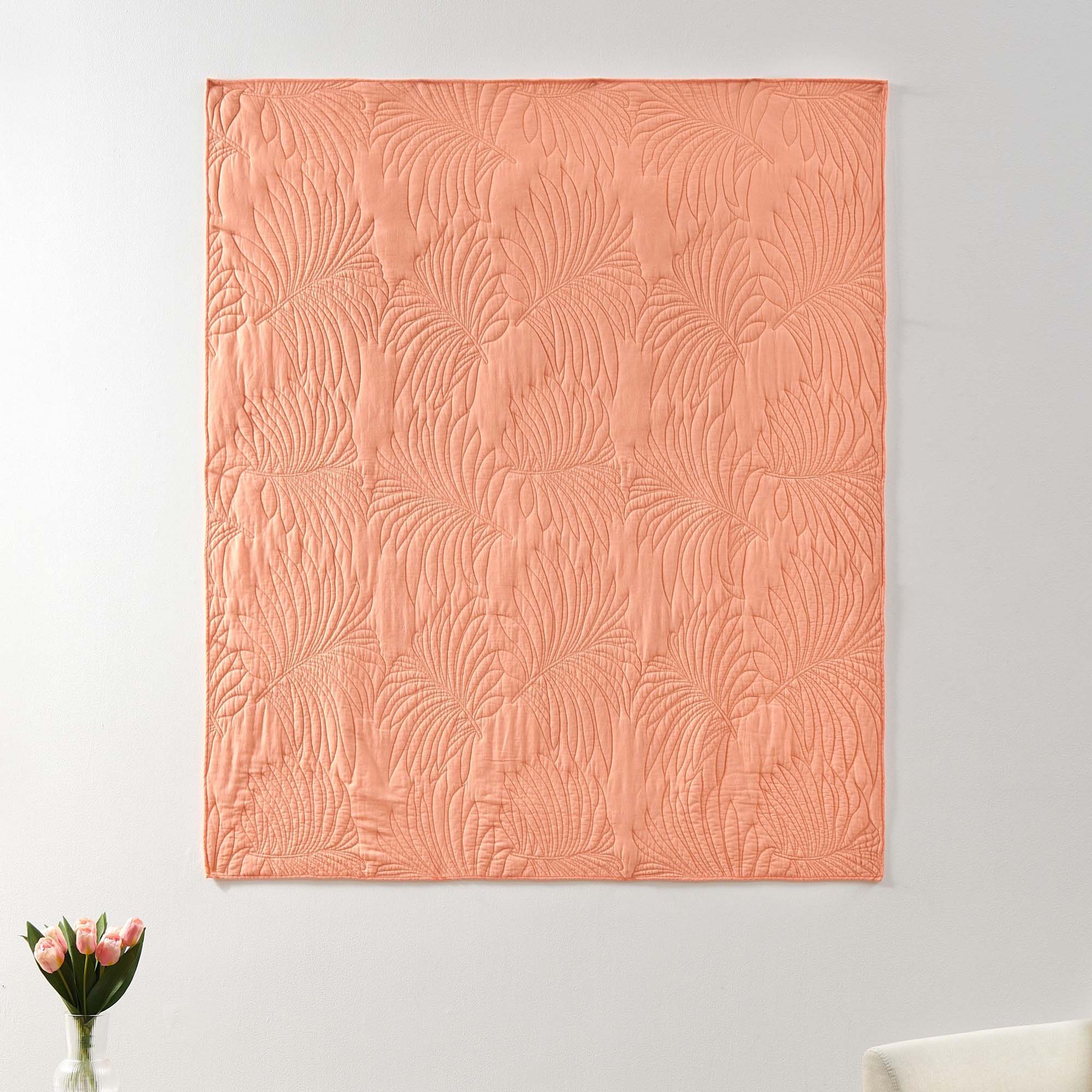 Alt View 1. Greenland Home Fashions - Greenland Home Fashions Palm Coast Finely Stitched Throw Blanket Classic Solid Color Style 50" x 60" Coral - Coral.