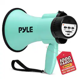 Pyle - 30W Handheld Megaphone Bullhorn with Siren, USB-C Charging & Talk/Music Modes - Teal