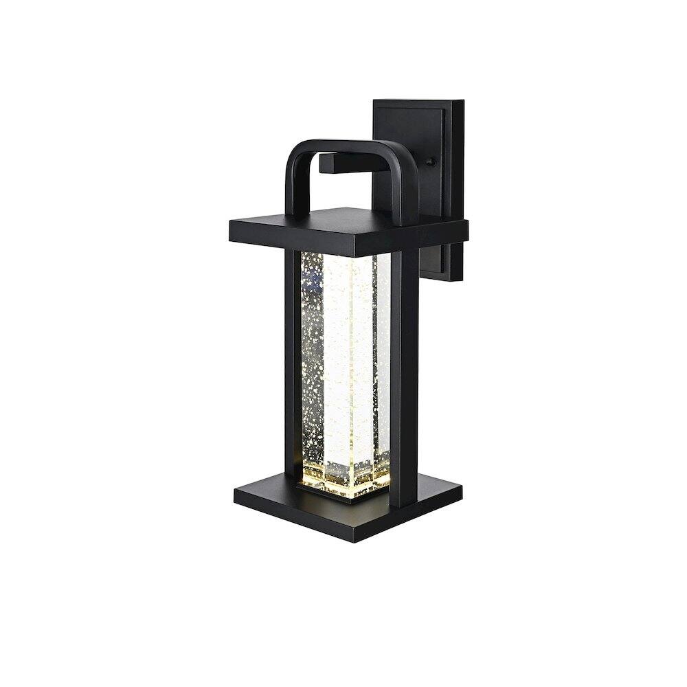Angle. Elegant Lighting - Uriah 16 inch LED Outdoor Wall sconce in Black - Black And Clear.