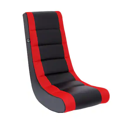 Front. Crew - Classic Video Rocker Floor Gaming Chair - Black/Red.