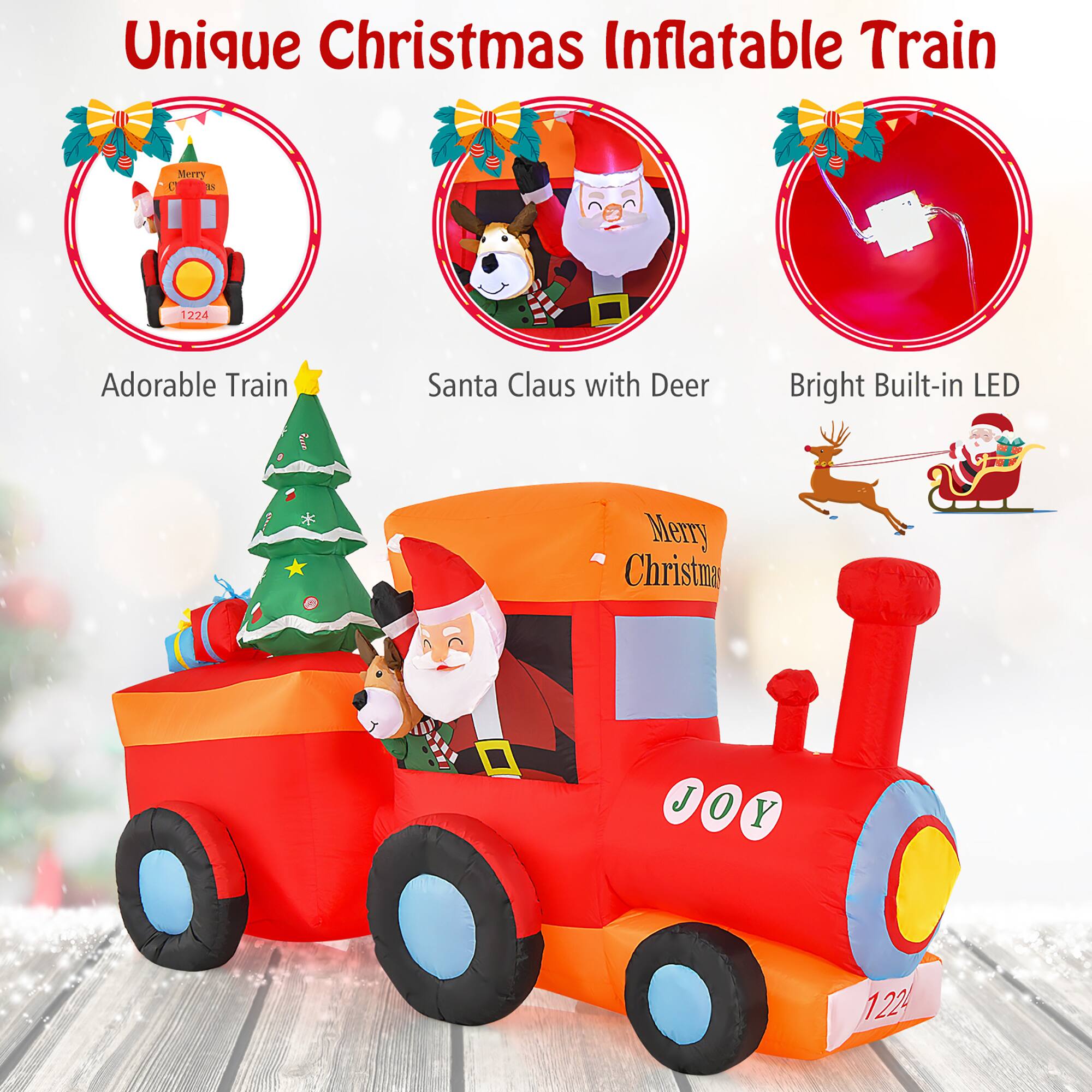Unique Christmas Inflatable Train

Adorable Train

Santa Claus with Deer

Bright Built-in LED

Merry Christmas

JOY

1224