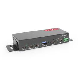 Gearmo - 4-Port USB-C and USB-A 3.2 Gen 2 Hub - 10Gbps - Surge Protection - Surface & DIN Rail Mountable - Includes Power Supply - Black