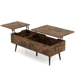 Pefilos - 47" Lift-Top Coffee Table, 2 Hidden Storage Compartments, Pneumatic Lift Mechanism, Coffee - Brown