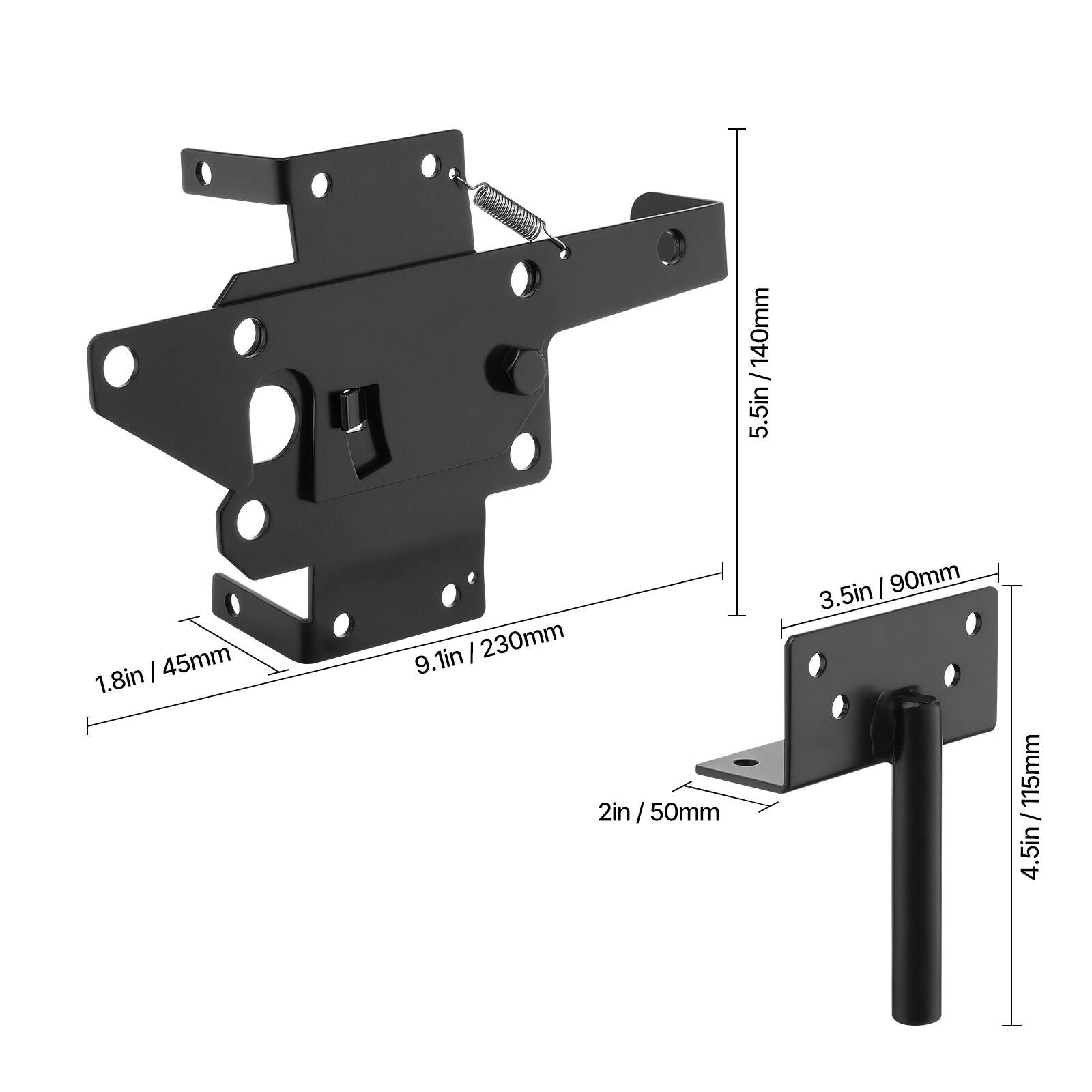 - 5.5in / 140mm
- 9.1in / 230mm
- 1.8in / 45mm
- 2in / 50mm
- 3.5in / 90mm
- 4.5in / 115mm