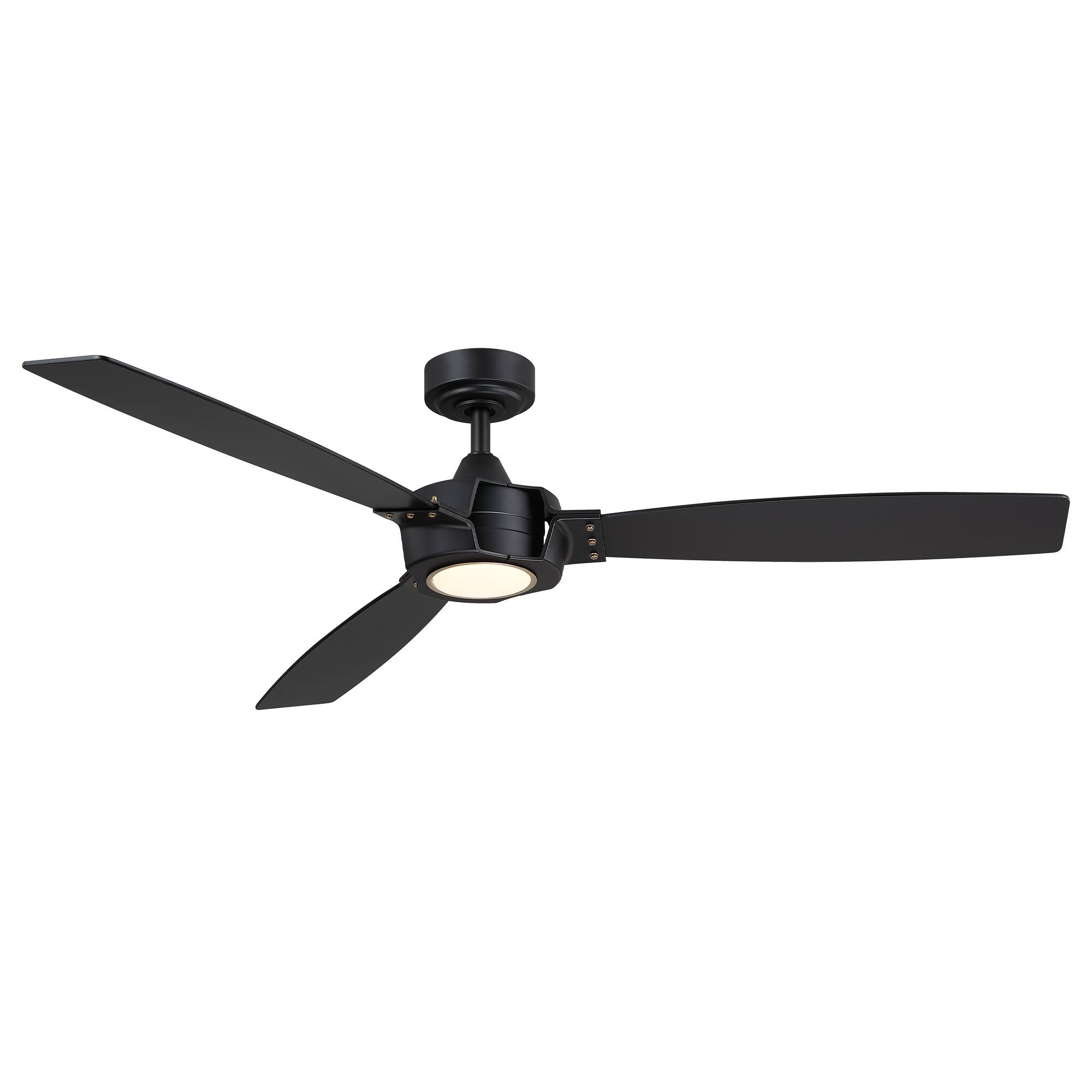 Alt View 1. Parrot Uncle - 60" Modern 3-Blade Ceiling Fan with Dimmable LED Light and Remote - BLACK.