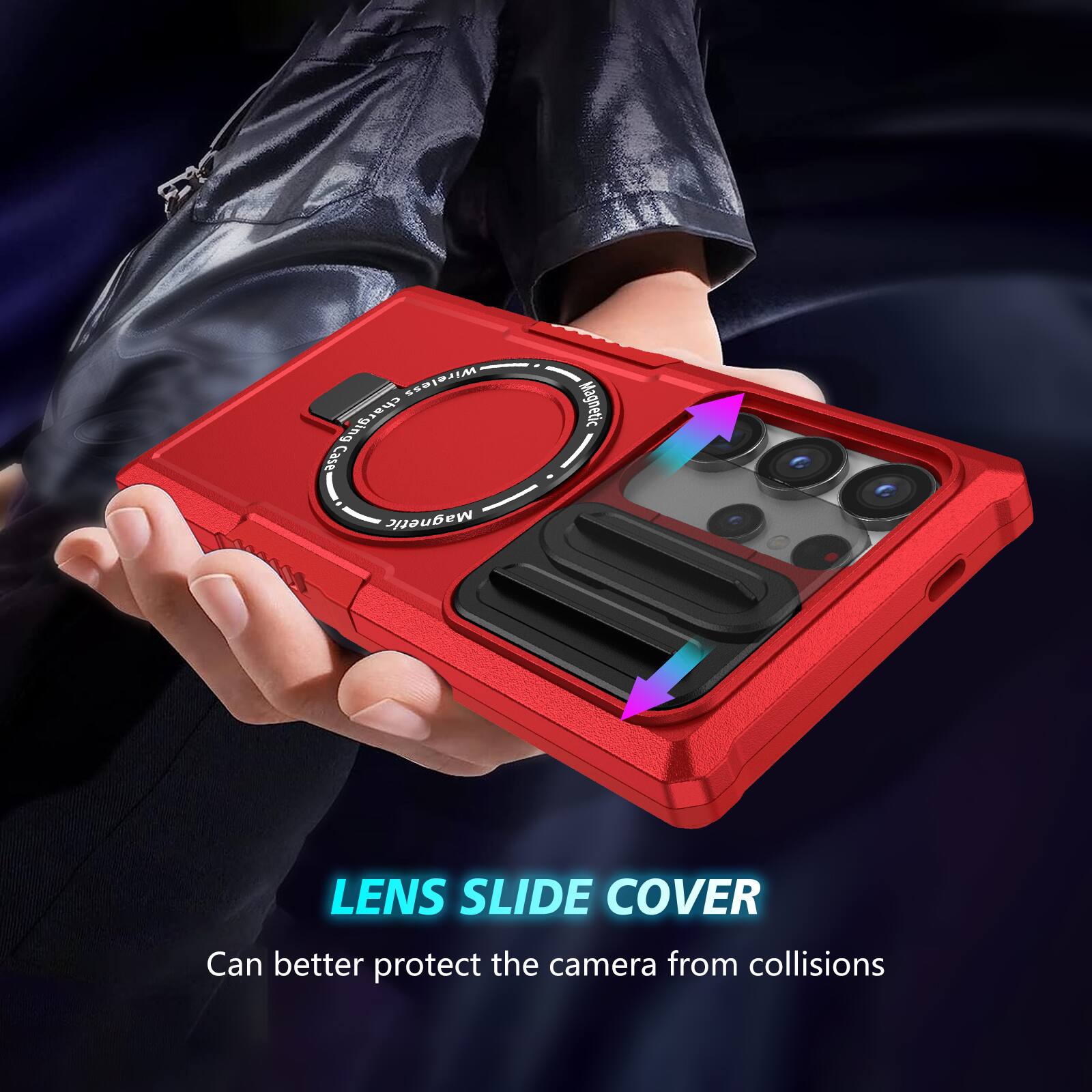 Dteck Rugged Case for Samsung Galaxy S24 Ultra with Slide Lens Cover ...