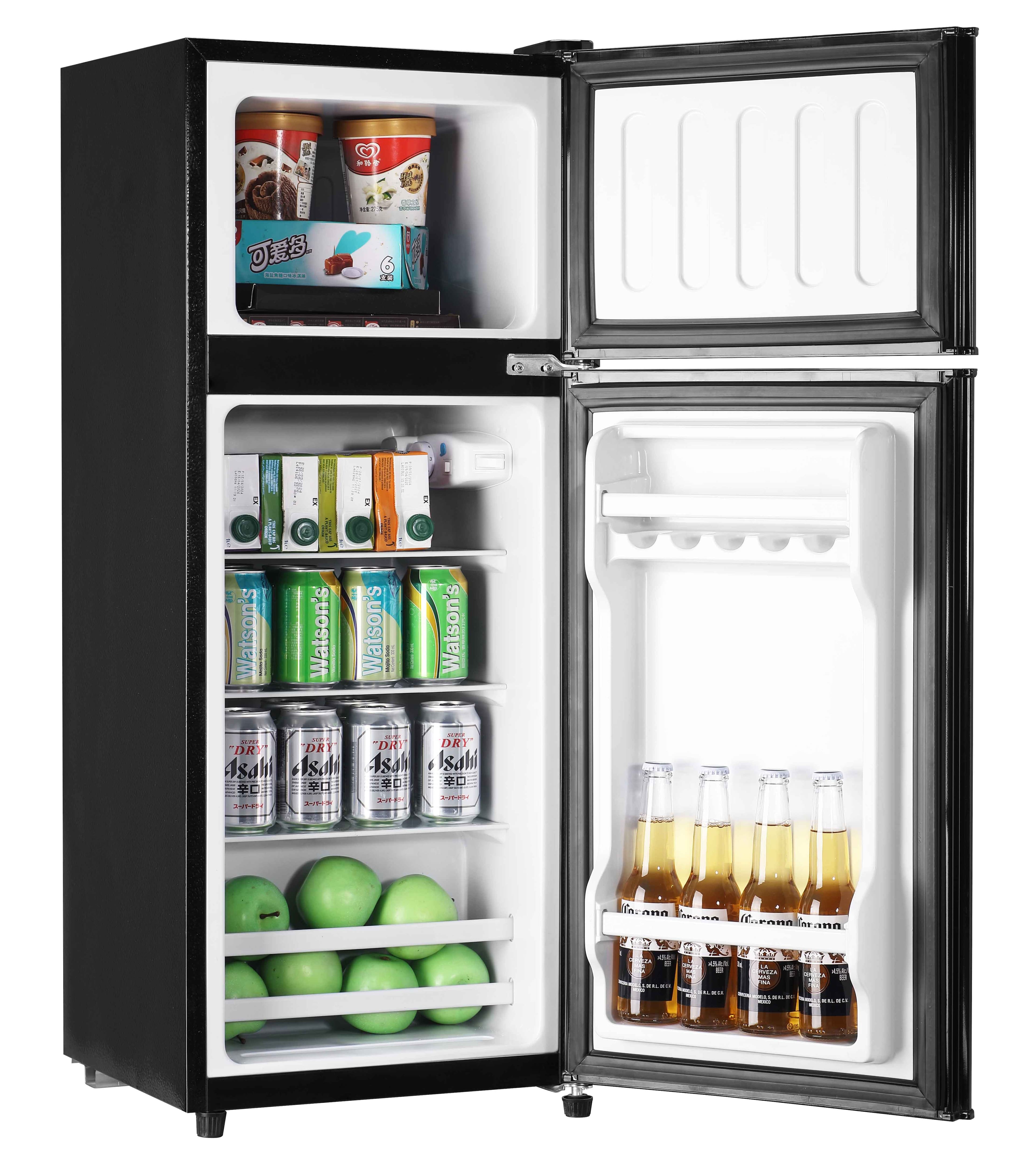 Loheer - 3.2 Cu. Ft. 2-Door Compact Mini Fridge with Separate Freezer & LED Light - Black