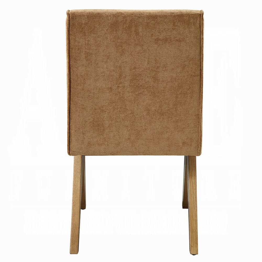 Alt View 3. Manhattan Lane - Sery Dining Side Chair Set of 2, Chocolate Brown Chenille, Wood Legs - Chocolate Brown, Oak Brown.