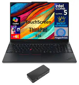 Lenovo - ThinkPad E16 Laptop 16.0 WUXGA (Intel Ultra 5-225U, 32GB DDR5, 1TB PCIe SSD, Intel Graphics, Win 11 Pro) - Black