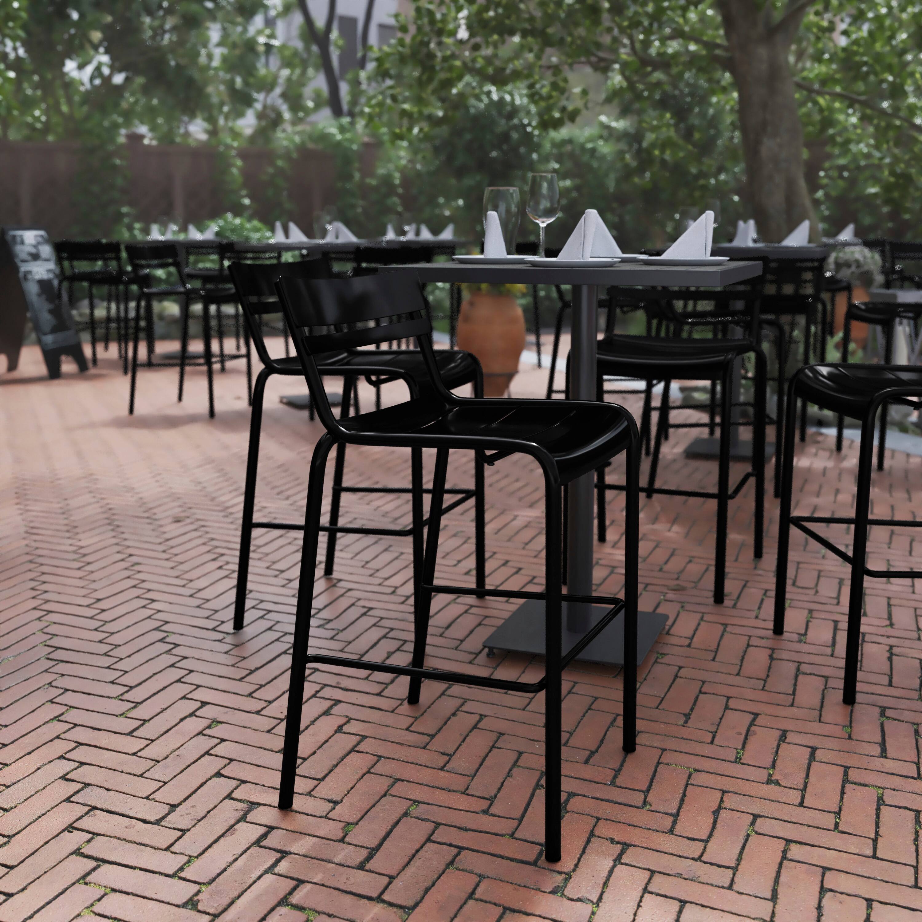 Alt View 1. Flash Furniture - Nash Commercial Grade Black Metal Indoor-Outdoor Bar Height Stool with 2 Slats - Black.