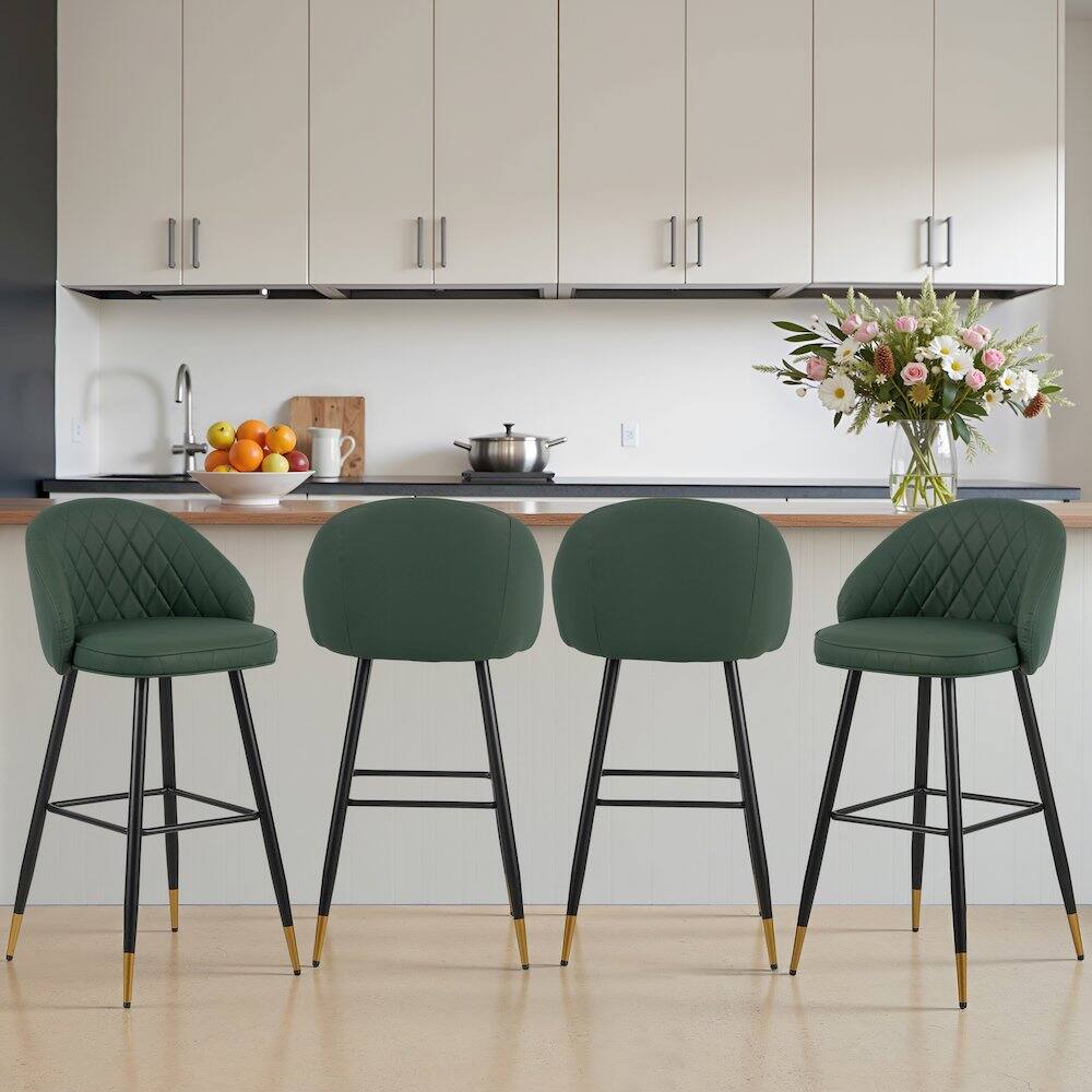 Alt View 4. New Classic Furniture - New Classic Furniture Oliver Vegan Leather Bar Chair in Green (Set of 4) - Green.