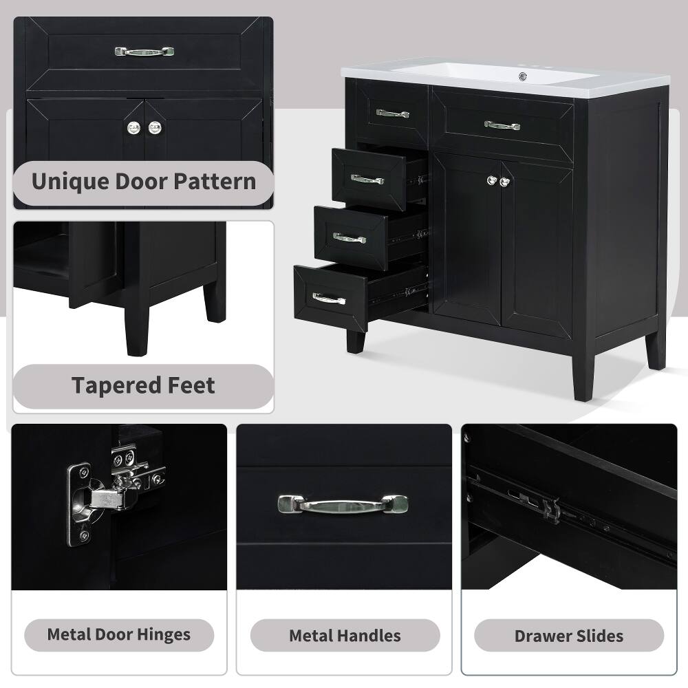 Unique Door Pattern  
Tapered Feet  
Metal Door Hinges  
Metal Handles  
Drawer Slides