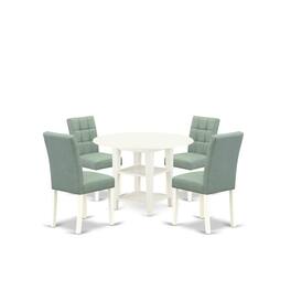 East West Furniture - 5 Piece Dining Table Set - White