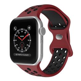 StrapsCo - ColorBlock Active Strap Silicone Rubber Watch Band For Apple Watch - 40mm/41mm/42mm (Short-Medium) - Wine Red