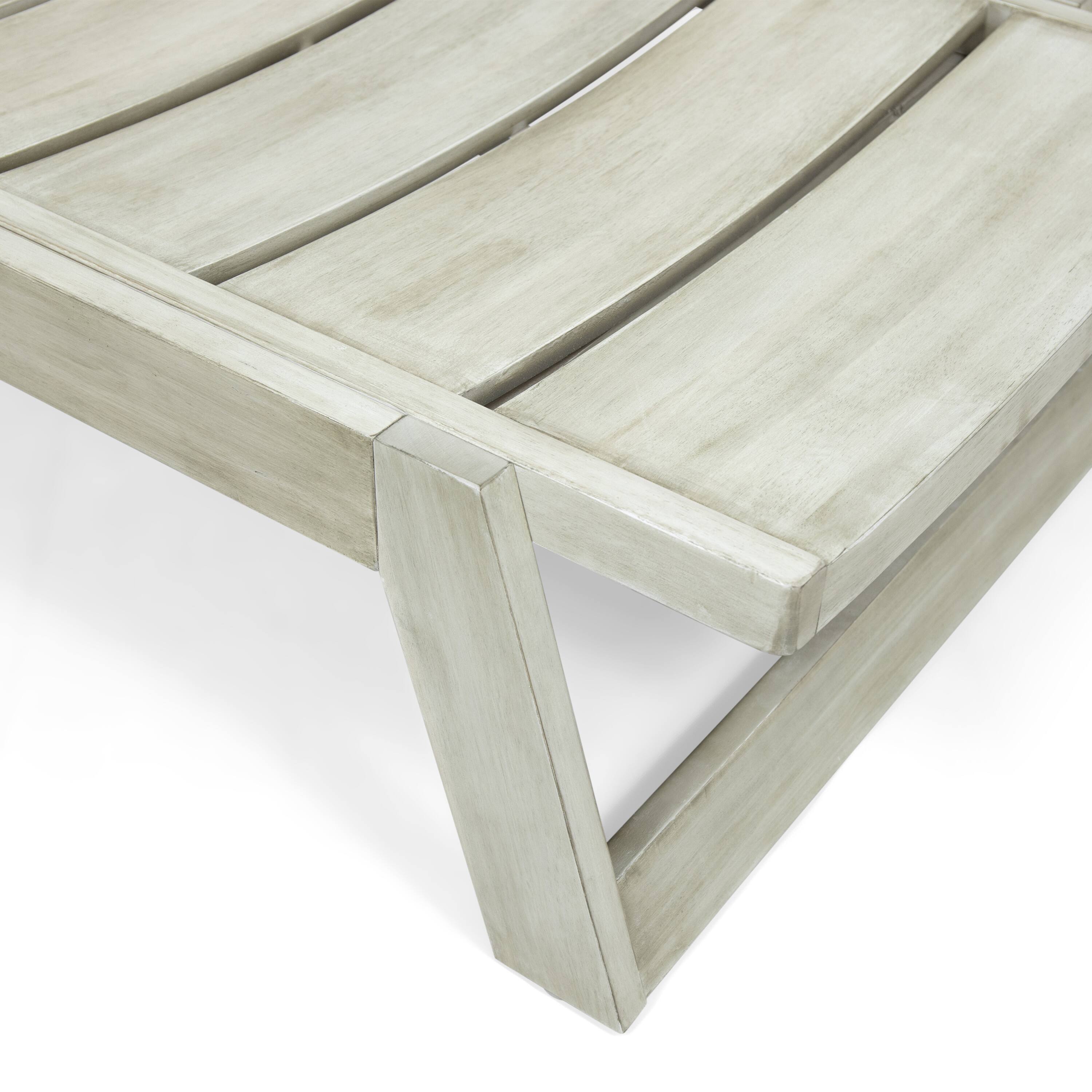 Alt View 5. Mondawe - Set of 2 Outdoor Acacia Wood Chaise Lounge Set - Grey.