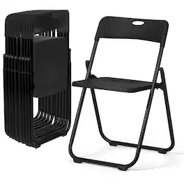 Winado - 10PCS Portable Folding Plastic Stackable Chairs with Backrest Lightweight for Indoor Outdoor Camping Wedding Party - Black