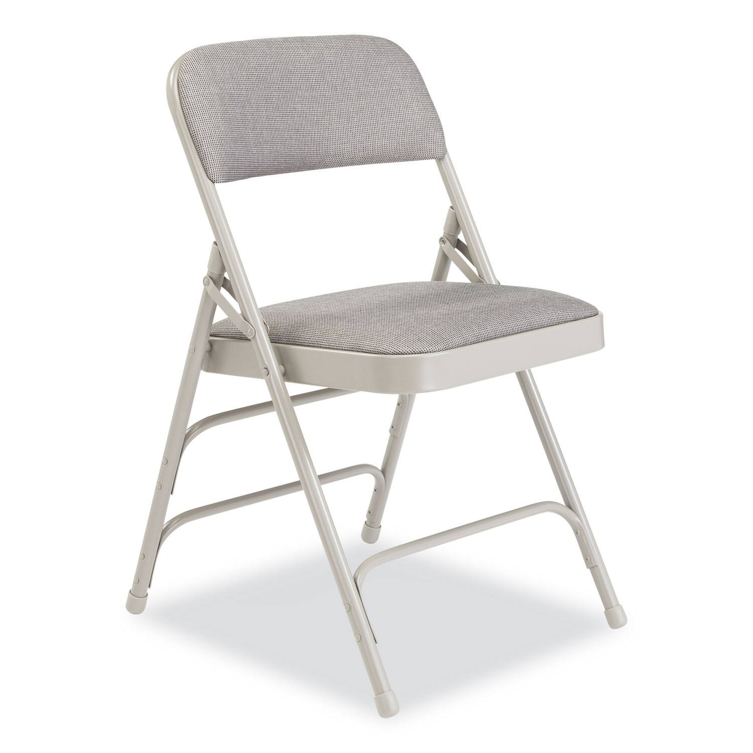 Angle. National Brand - 2300 Series Fabric Triple Brace Double Hinge Premium Folding Chair Supports Up to 500 lb Greystone 4/Carton - Gray.