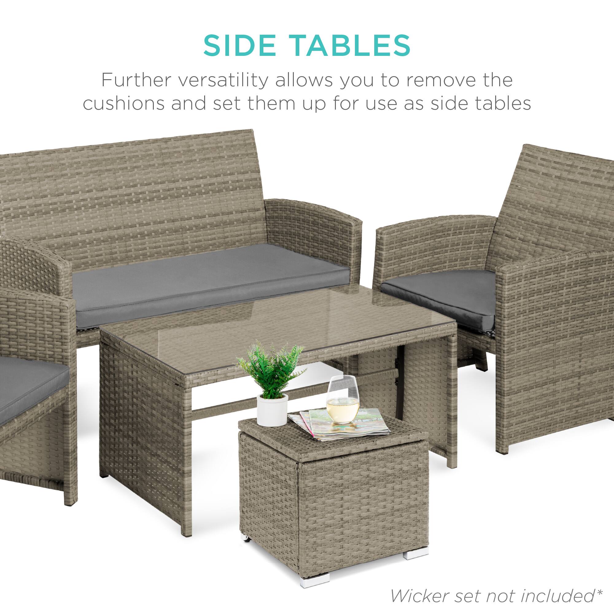 SIDE TABLES

Further versatility allows you to remove the cushions and set them up for use as side tables

Wicker set not included*