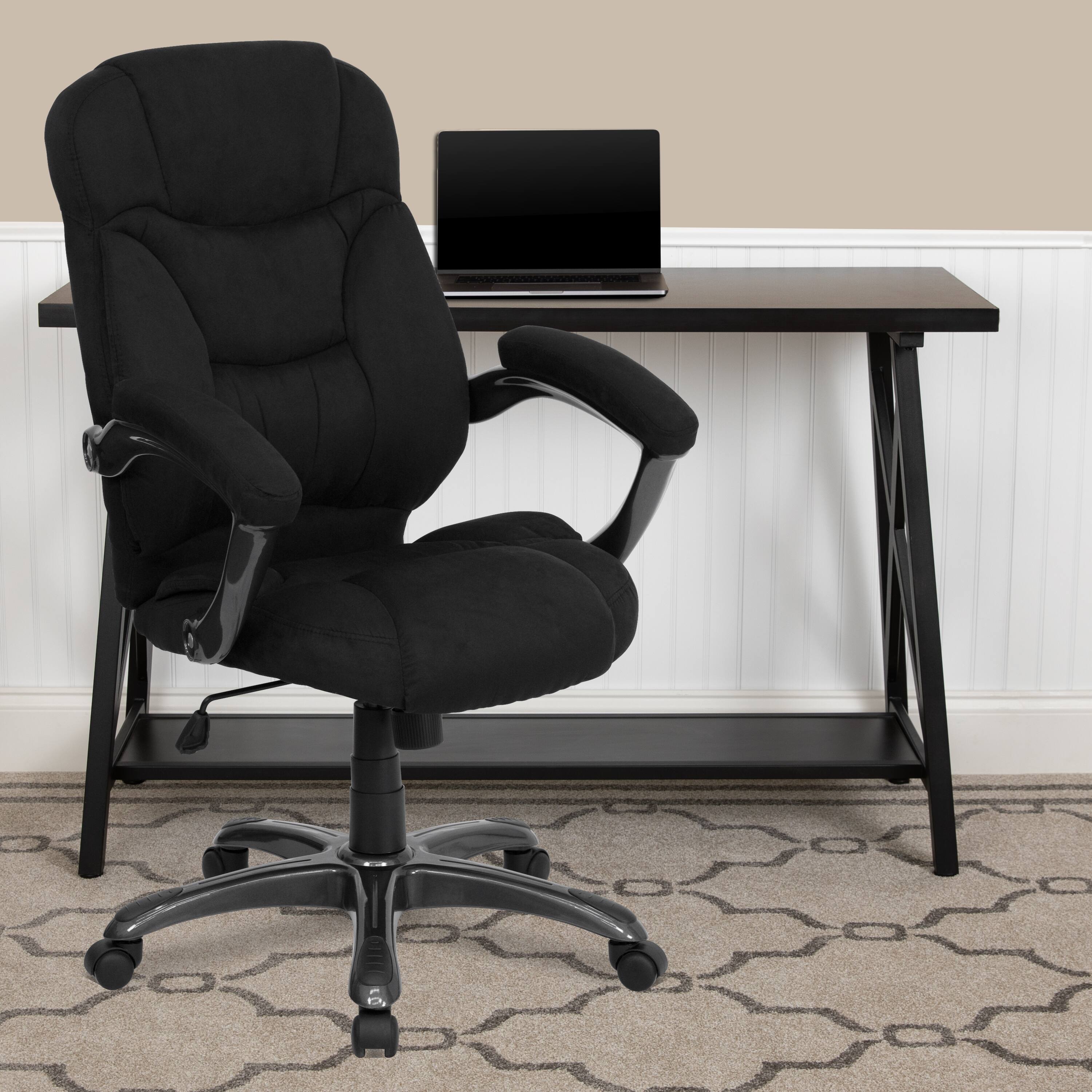 Alt View 1. Emma + Oliver - High Back Executive Ergonomic Office Chair with Silver Nylon Base and Arms - Black Microfiber.