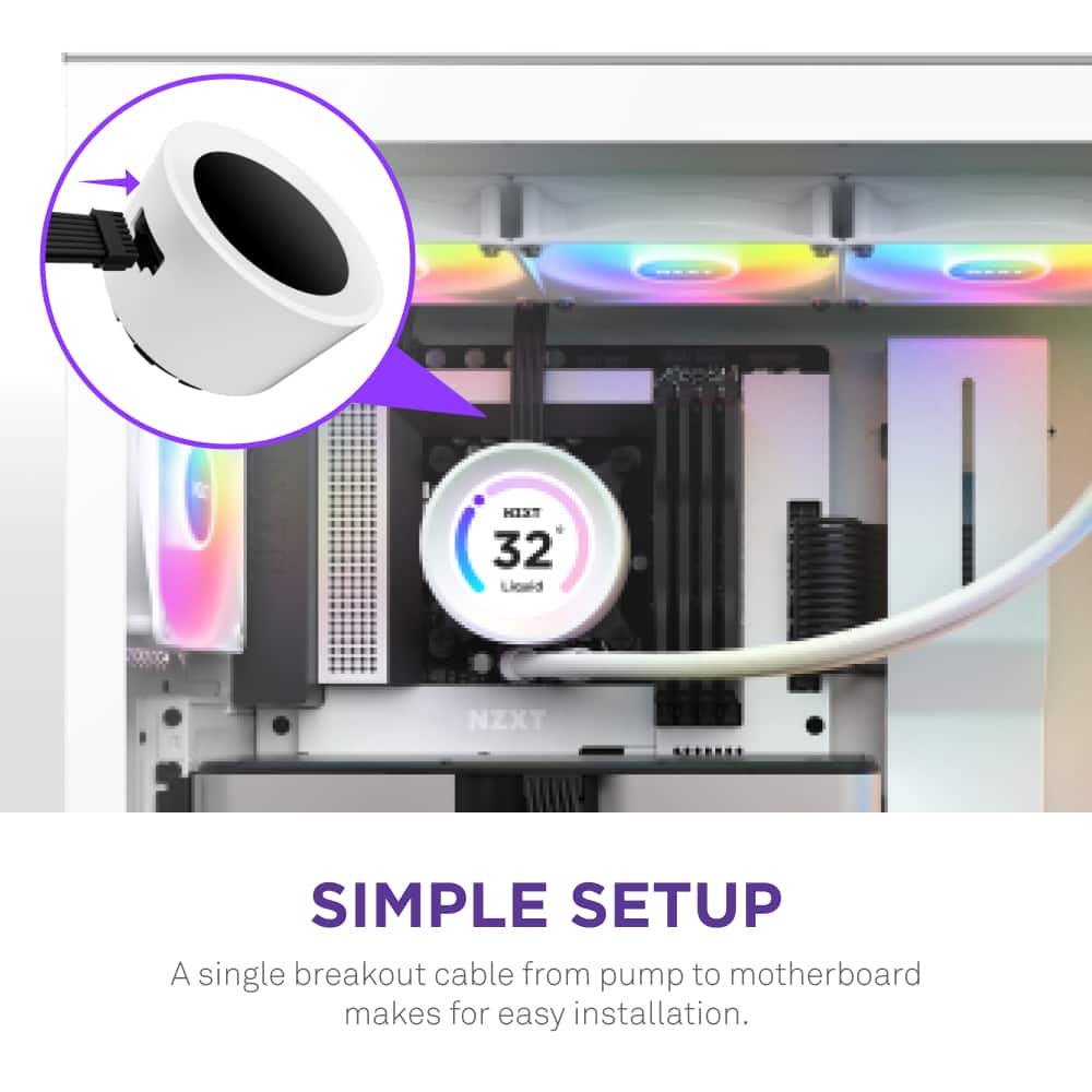 Alt View Zoom 12. NZXT - Kraken Elite RGB 360mm Radiator CPU Liquid Cooler (3 x 120mm Core Fans) with RGB Controller and 2.36" LCD Display - White.